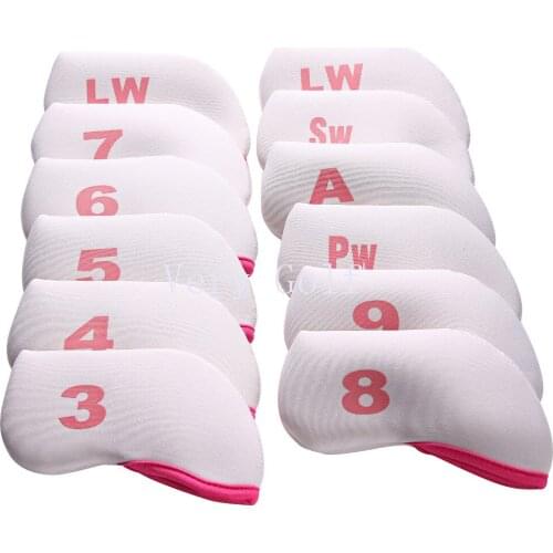 12Pcs Golf Club Iron Head Cover Protect Set Thick Neoprene golf headcover Double-sided printing For Golf Iron wedg