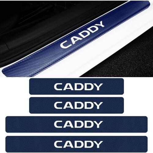4PCS Carbon Fiber Car Door Sill Guard Plate Protector Stickers For Volkswagen CADDY Golf Passat Tiguan Jetta Touran Car Styling