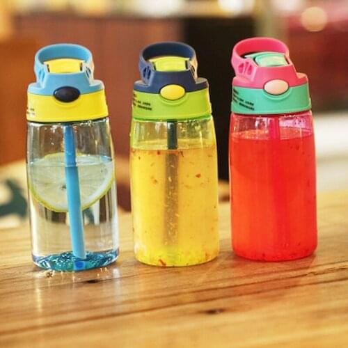 480ML Kids Water Cup Creative Cartoon Baby Feeding Cups With Straws Leakproof Water Bottles Outdoor Portable Childrens Cups