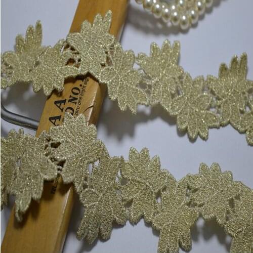 5 Meters/lot 5cm Width Lace Gold Embroidered Lace Trim Applique Embroidery Dentelle Lace Ribbon Sewing Accessories