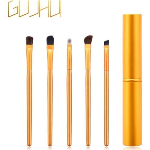 5 pcs/set Portable Eye Makeup Brush Nylon Fiber Eye Shadow Eyelash Concealer Brush Beauty Cosmetics Tool with Brush Box