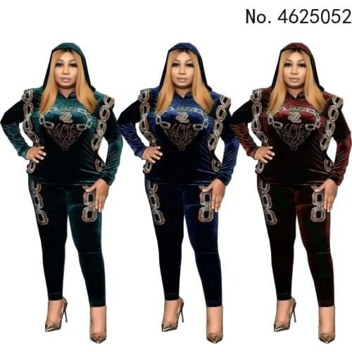 Velvet African Clothes 2 Piece Set Women Autumn Winter 2021 Africa Clothing Plus Size High Quality Famous Suit African Dresses