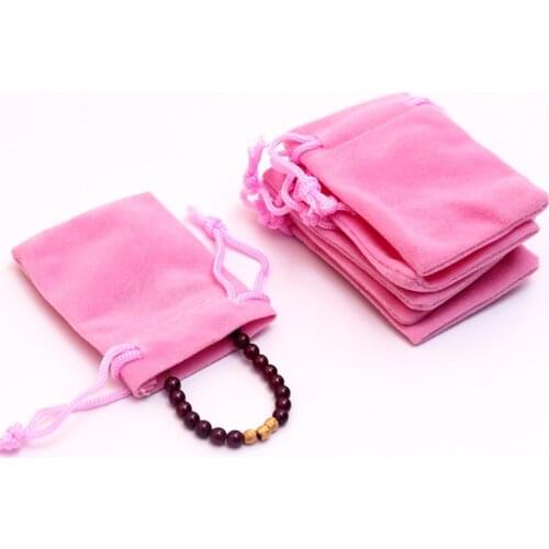 50Pcs/lot Pink Velvet Drawstring Pouch Bag/Jewelry Bag Christmas/Wedding Jewelry Beads Small Drawstring Gift Mini Bag 5x7cm