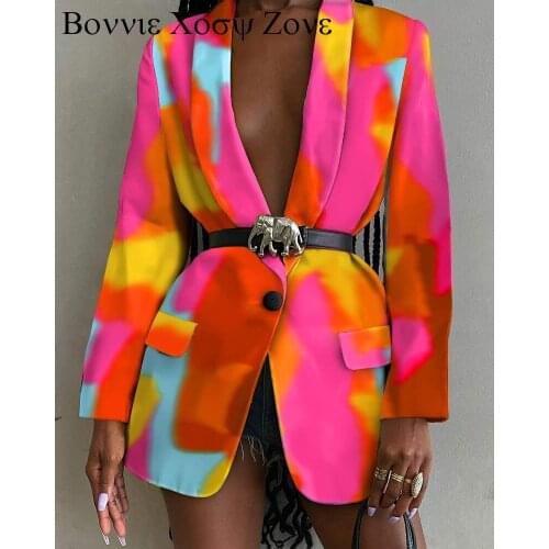 All Over Print Tie Dye Shawl Collar Flap Detail Single Button Blazer Turn-down Collar Casual Elegant Abstract Graphic Work Coat