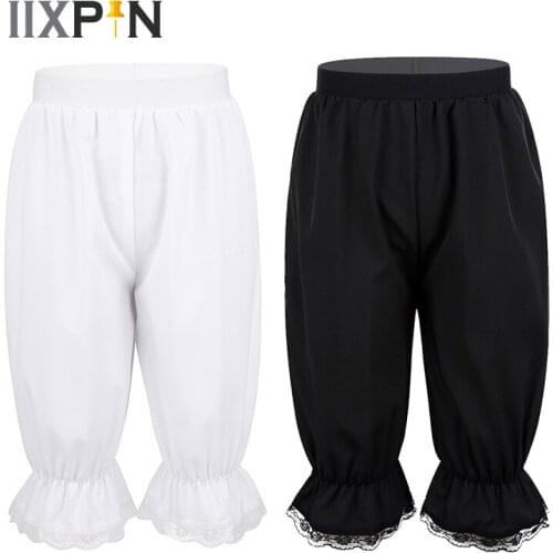 Kids Girls Victorian Pantaloons Costume dance Quick Drying Lightweight Loose Lace Trim Bloomers with Comfy Elasticated Waistband