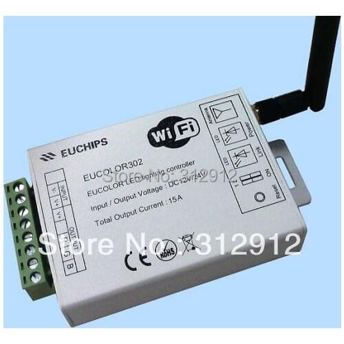 Eucolor302; 3 channel output RGB led wifi controller,DC12-24V input;5A*3 channel