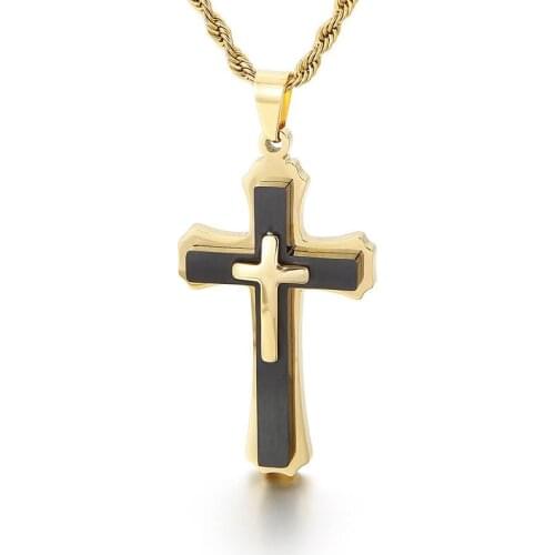 European and American Christianity Classic Creative Cross Pendant 316L Stainless Steel Mens Fashion Necklace