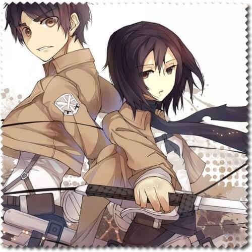 2pcs/set Anime Attack On Titan Flannel Glasses Cloth Laptop Screen Cleaner Cleaning Cloth for Cosplay Collection