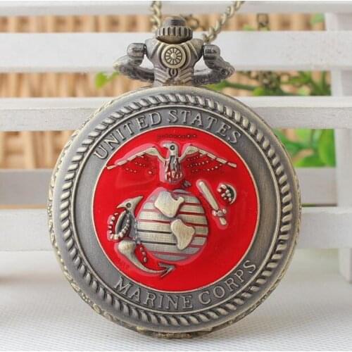 Hot sale Europe and the United States marine corps pattern Arabic numeral good quality gift Necklace pocket watches