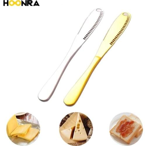 HOONRA 1Pcs Stainless Steel Butter Knife Cheese Jam Spreaders Cream Knifes Multi-function Butter Slicer Breakfast Tools