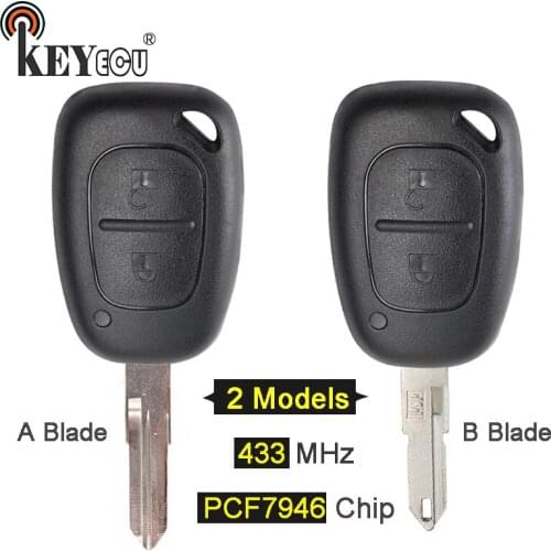 KEYECU 433MHz PCF7946 Chip 2 Button Remote Car Key Fob Remote Key for Renault Kangoo Vivaro Movano Primestar VAC102/ NE72 Blade