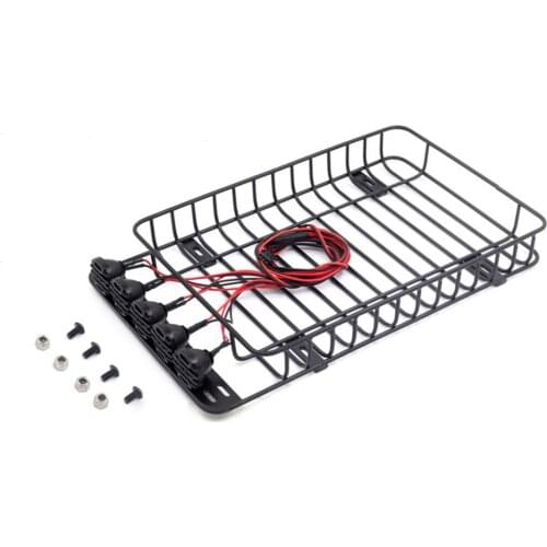 Metal Luggage Carrier Roof Rack with Light for 1/10 SCX10 TRX4 D90 TF2 CC01 RC Crawler Car Modification Parts