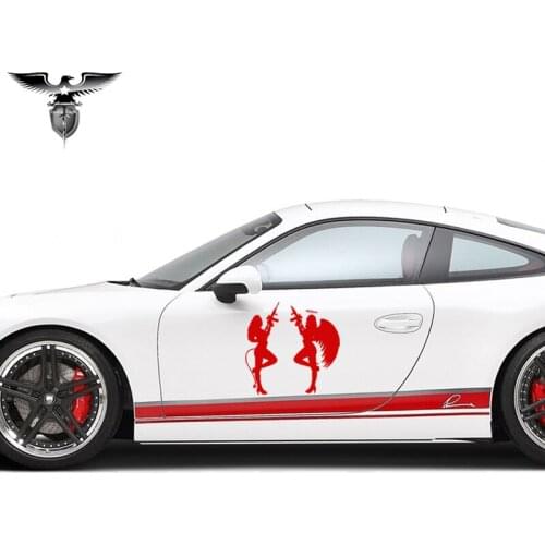 EmpireYing 2 Size 8 Colors Fashion Modern Girl Devil & Angel Facing Off with Ar-15s Gun Car Sticker SUV Decor Vinyl Decal Gifts