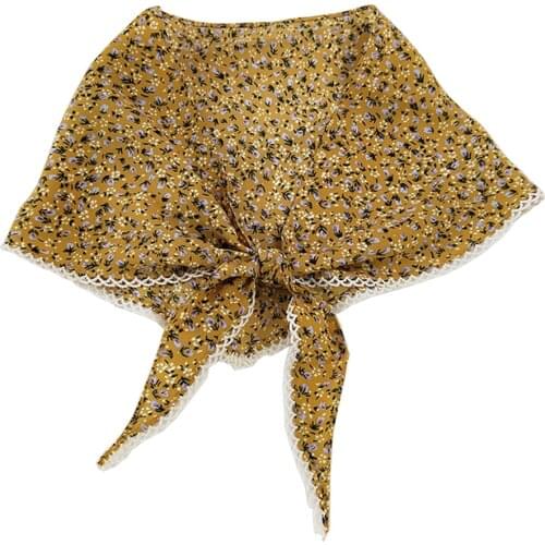 MoriBty Floral Triangle Women Scarf New Lace Neck Ties Spring Hair Ribbon Headbands Foulard Femme Neckerchief Headwear Mujer