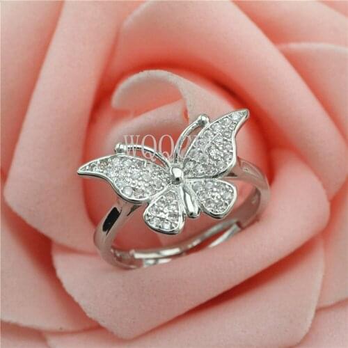 New Fashion Jewelry Opening High-end Micro-inlaid Zircon Butterfly Ring Ladies Luxury Sparkling Cocktail Party Ring C52