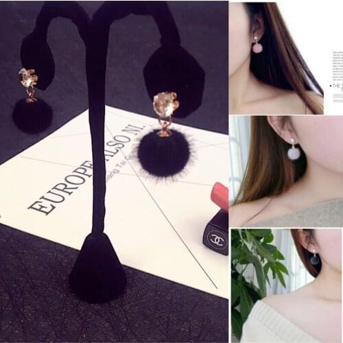 SUMENG New Temperament Short Paragraph Earrings Wild Simple Hair Ball Female Models Earrings for woemn Gifts 2021