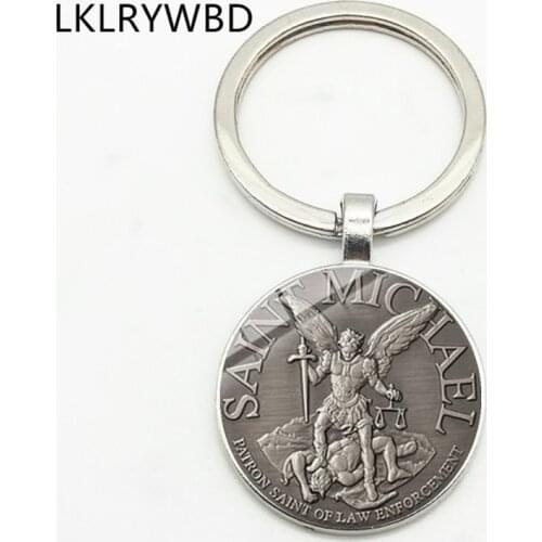 New Archangel St. Michael Keychain Protects My Aegis Protection Orthodox Convex Glass Pendant Keychain