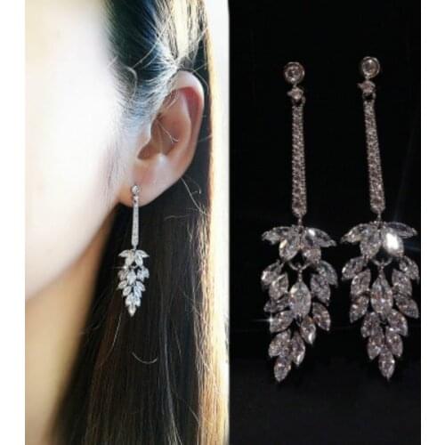 New Style Ladies 925 Sterling Silver Zircon Tassel Crystal Pendant Earrings Fashion Ladies Popular Earrings Ladies Jewelry