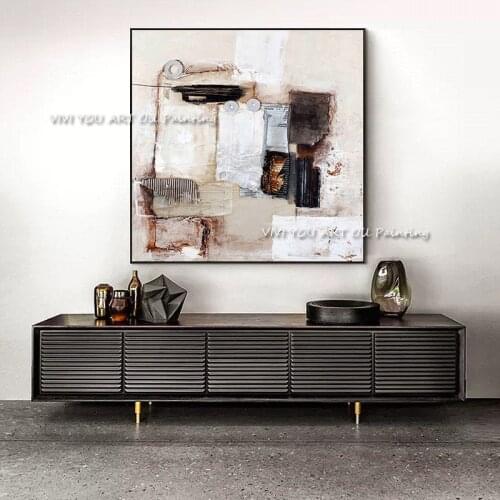 Original Modern Abstract Art Grey Gold Foil 100% Handmade Oil Painting Wall Art Canvas Pictures for Living Room Home Decoration