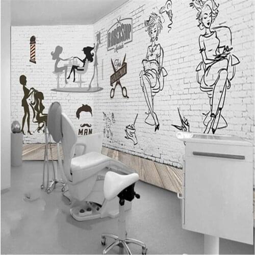 Retro Nostalgic Beauty Salons Hair Salon Birck Wallpaper 3D Barber Shop Industrial Decor Mural Wallpaper Papel De Parede 3d