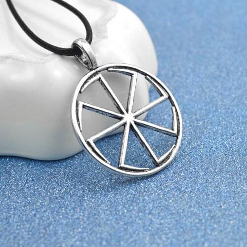 Daisies 1pc Slavic Kolovrat Amulet Pagan Sun Talisman Power Male Spinning Wheel of Life Pendant Necklace Men Statement Jewelry