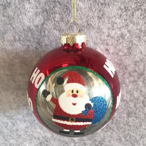 Christmas decorations glass creative pendant window gift foreign trade 9cm Santa Claus strap painted ball