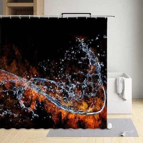 Ice Fire Shower Curtain 3D Print Modern Eco-Friendly Fabric Polyester Waterproof Cloth Curtain Bathtub Decor Bath With Hooks