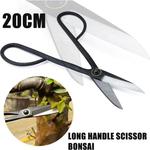 8'' Steel Household Bonsai Scissors Shears Long Handle Scissor for Garden Plant Tree Pruning Tools Black