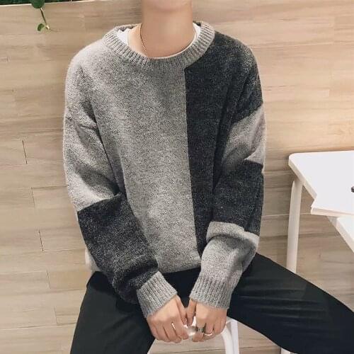 Autumn and Winter Lovers Loose Knitwear College-Style Sweater Mens Pullover Korean-Style