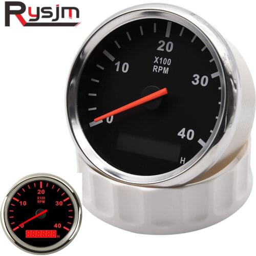 Universal 85mm motor tachometer + LCD Hourmeter 0~4000 RPM Meter Waterproof Tach Truck Car Motorcycle Boat 12V/24V Red Backlight