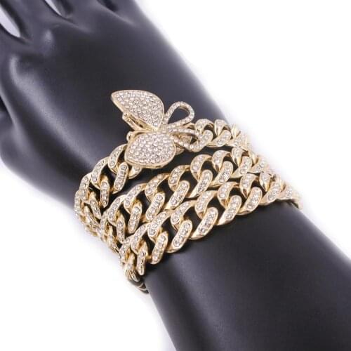 Womens 13mm miami cuban link chain hip hop iced out anklets bracelets rose gold silver color 1 row crystal rapper feet jewelry