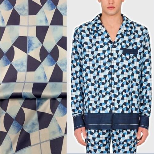 12 Styles of Italian D Brand Mens Clothing Fabrics Comfortable Polyester Satin Summer Sewing Fabrics for Shirts textile printed