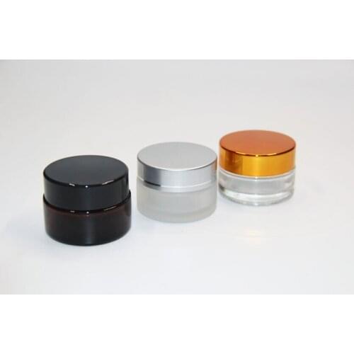 200pcs 15g Amber Glass cream Jars Bottle Bosx Cosmetic Container,Cosmetic Jars Black/Silver/Gold lids glass bottles Storage Pots