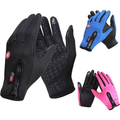 2021 Winter Mens Touch Screen Waterproof Windproof Skiing Gloves Outdoor Sports Womens Warm and Fashion Riding Zipper Gloves