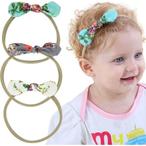 3 Pcs/lot High Quality Handmade solid Nylon Headband floral Bow Headbands For cute Kids Girls Hair Accessories head band