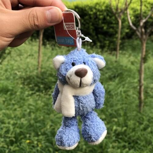5 Pcs Blue scarf bear Pendant Stuffed Plush Keyring, Key holder Doll Gift Animal Dolls Cartoon Doll Kids Birthday Free Shipping