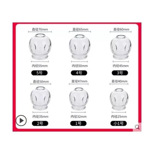 6 Pcs 6 sizes Massage Suction Cups Glass Cupping Therapy Set Cupping Therapy Device Cupping Cups Massage Fire Glass Cupping