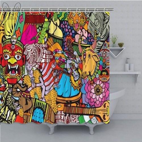 Aplysia Abstract Painting Shower Curtain Psychedelic Colorful Waterproof Bathroom Shower Curtain Religion National Features Sets