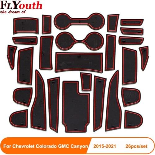 Car Anti-Slip Gate Slot Cup Mat For Chevrolet Colorado GMC Canyon 2015-2021 Non-slip Pad Accessories Slot Mat 26pcs