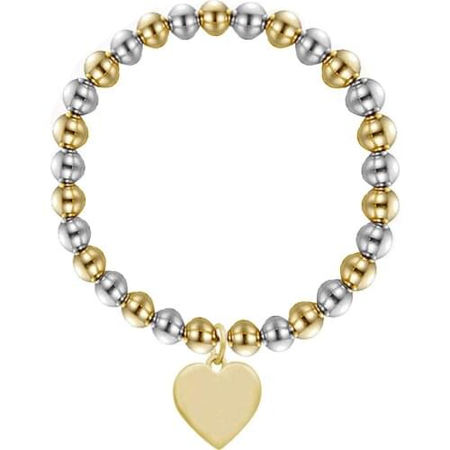 Heart Shaped Pendant Stainless Steel Bracelet Titanium Steel Bracelet Round Ball Steel Ball Diy Bracelet Jewelry New Product