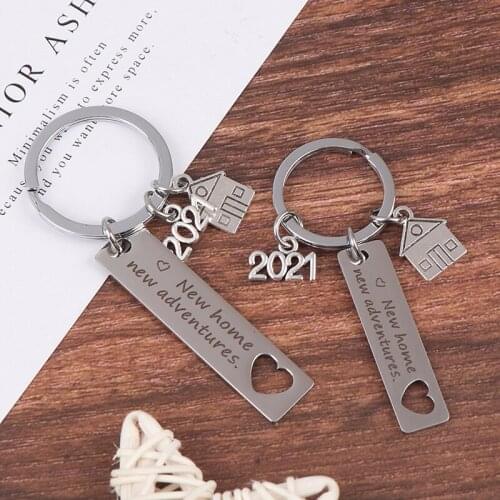 New Beginning Congratulations keychain Home Keychain 2021 Housewarming Gift For New Homeowner House Keyring DIY