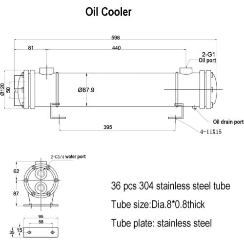 BS-307 0.48m2 Stainless Steel Tube hydraulic Oil Cooler for Motor Oil Cooling