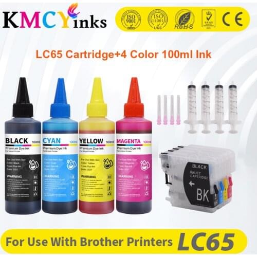 KMCYinks LC65 XL Printer Ink Cartridge 400ml Ink For Brother DCP-J140W 145C 165C MFC-250C 255CW 257CW J270W 290C 6890CN Printer