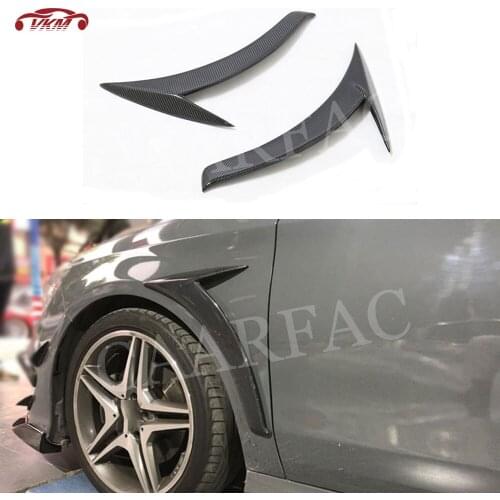 CLA Class Real Carbon Fiber Front Fender Vent Fin Trim Canards Cover Stickers For Benz W117 CLA180 CLA200 CLA250 2013-2019