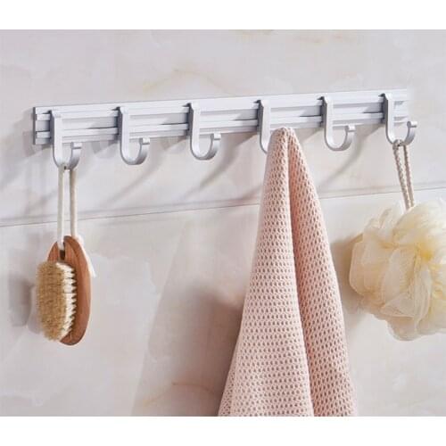 Dual Purpose Punch-Free Wall Hooks Bathroom Kitchen Aluminum Alloy Clothes Hooks Towel Rack Coat Hook Wall Hanger Hardware Hook