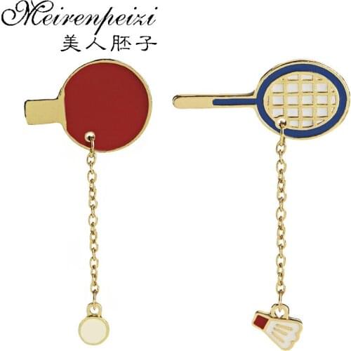 Table Tennis Badminton Racket Brooches Pingpong Charm Enamel Pins Brooch Sports Enthusiasts Badges Brooches Pin for Sport Lover