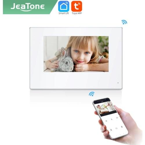Jeatone Tuya smart 7 inch WIFI indoor Monitor Screen for home entry system AHD frames 2Colors panel 87714 black