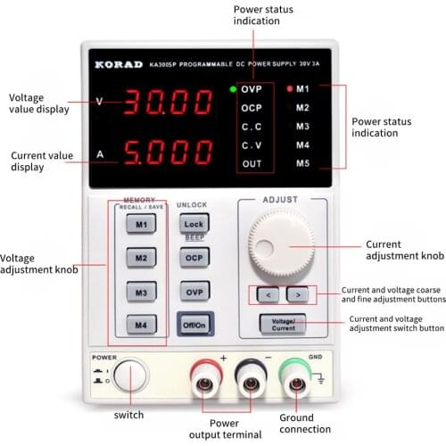 KORAD KA6005D -Precision Variable Adjustable 60V, 5A DC Linear Power Supply Digital Regulated Lab Grade