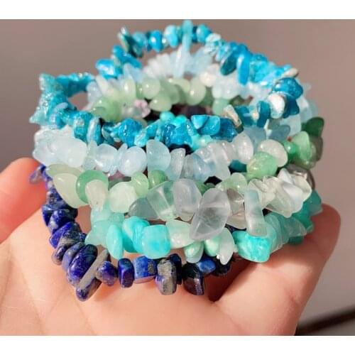 Healing Rocks Mineral Stone Strand Bracelet Natural Amethysts Opal Kyanites Quartz Chipped Gravel Beads Crystal Bracelet Chakra