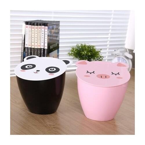 Lovely Panda And Pig Design Small Waste Bin Desktop Garbage Basket Animal Sundries Barrel Storage Mini trash DL8